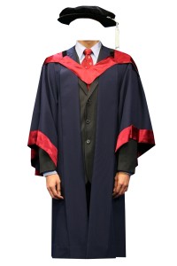 訂製香港理工大學哲學博士畢業袍 栗色風帽 棗紅色肩帶披肩 博士畢業袍製服公司DA233